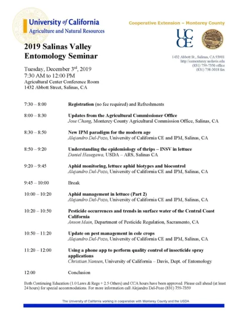 Entomology Seminar 2019 AGENDA vFIN