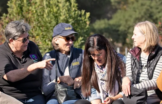 From left, VP Humiston, Regent Stegura, VP Chief of Staff Kathy Eftekhari and Anne Shaw, secretary and chief of staff to the UC regents at Stuhlmuller Vineyards.