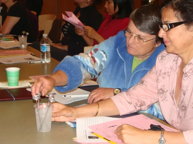 Participants calibrating thermometers