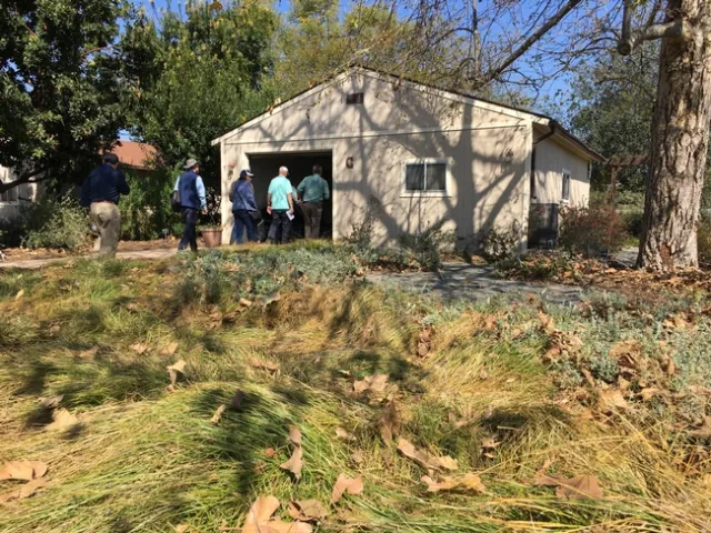 The group toured the urban landscape demonstration site at South Coast REC.
