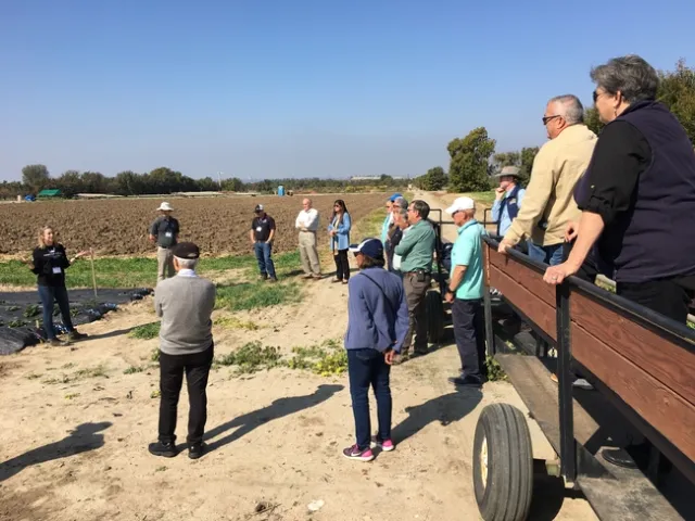 Lindsey Pedroncelli, left, and Alex Putman told the council members why was important to be able to use the research and extension center for their strawberry disease research.