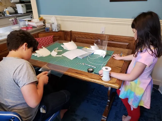 Materials used, cutting the face sheild