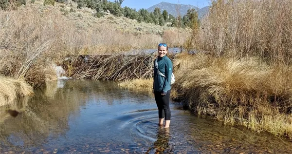 Fairfax in the field, visiting the same area in the satellite imagery above: Sequoia National Forest, Domeland Wilderness Area. Photo by Andrew Peterson.
