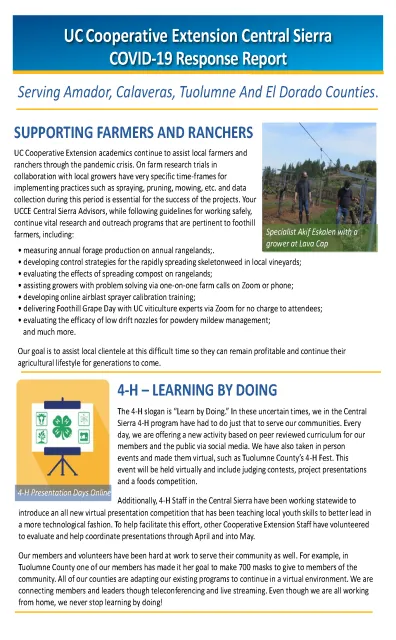 UCCE Central Sierra COVID-19 Response Report - May 2020