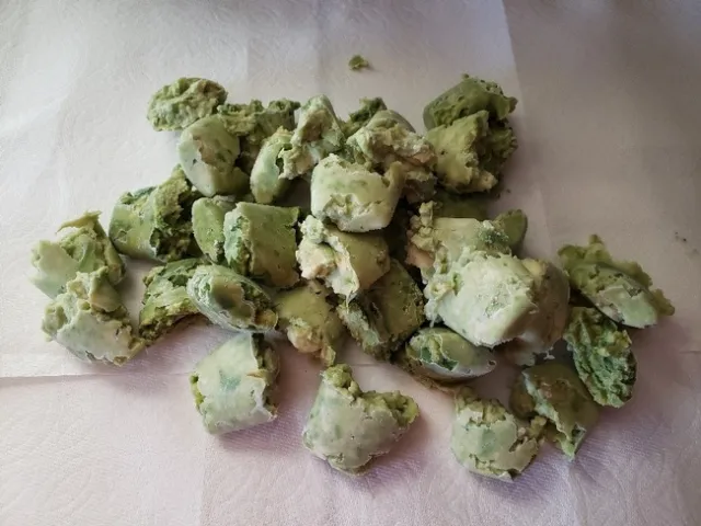 Frozen mashed avocado cubes