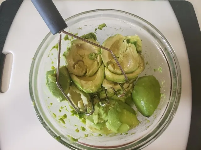 Mashed avocado in a bowl