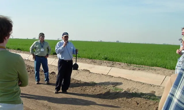 UC Cooperative Extension specialist Khaled Bali (center) says field days will be part of the outreach effort to increase the use of artificial intelligence in agriculture.