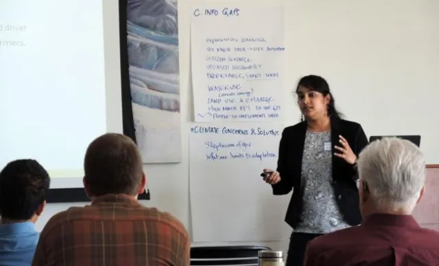 Kripa Jagannathan presented her findings on almond growers climate information needs for long-term decision-making in 2016.