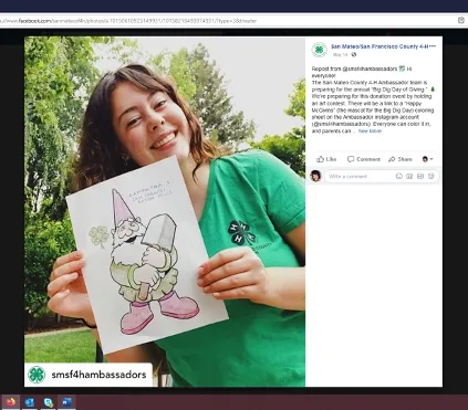 4-H in San Mateo-San Francisco put Happy McGivins to work in a coloring contest.