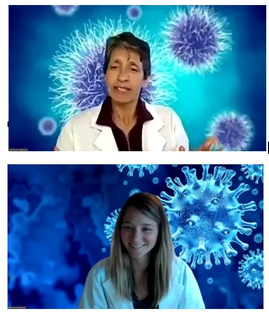 Images of Dorina Espinoza and Anne Iaccopucci of UCANR onscreen leading the “Disease Detectives”.