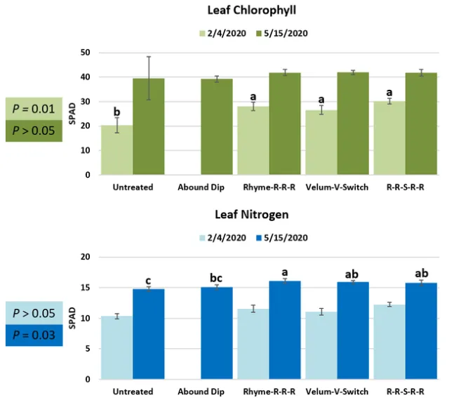 Leaf chlorophyll and nitrogen