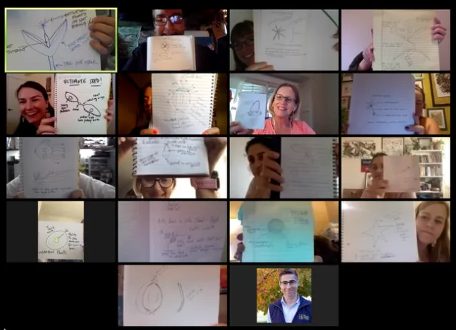 In another activity, workshop participants were asked to imagine and sketch the perfect seed. (Photo: Eliot Freutel)