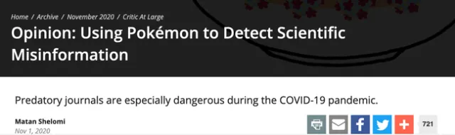 Screen shot of Matan Shelomi's tell-all piece in The Scientist.