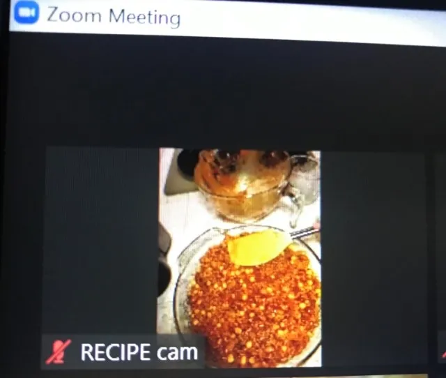 Camera shot of food demo in progress