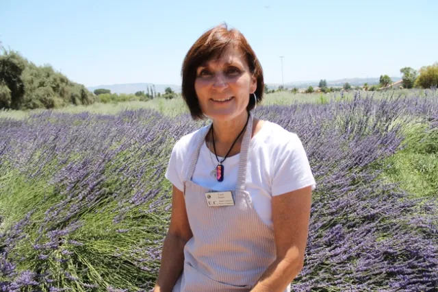 Lavender grower Carol Hamre spoke about her trials and successes regarding vertebrate pest control and drip irrigation.