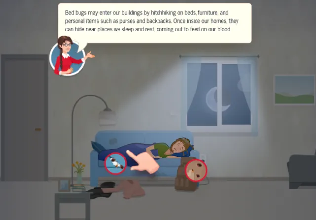 Animated graphic from online bed bug module.