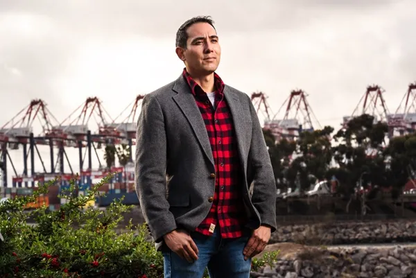 Michael Mendez at the Port of Long Beach. Photo by Keith Carlsen.