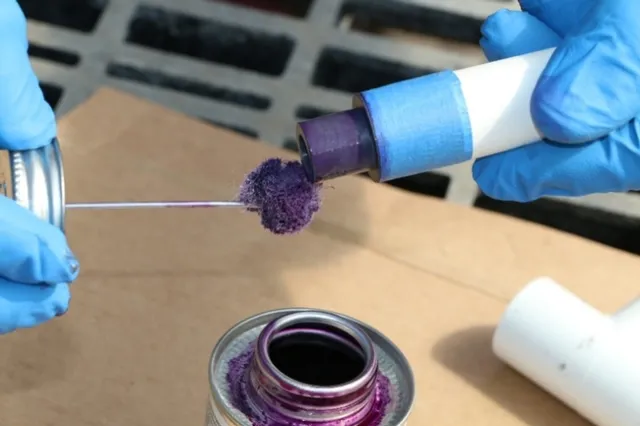 Fig. 6. Coat the PVC portion of the cup with primer and then PVC gray cement