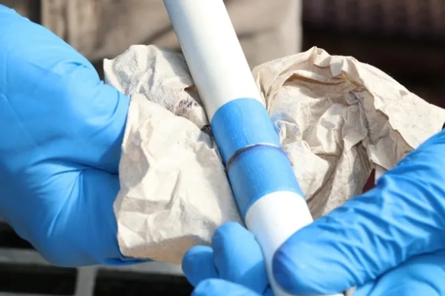 Fig. 9 After inserting the cup into the shaft immediately twist the cup about 30-degrees and hold in place for 1 minute while the cement sets. Wipe off any excess cement.