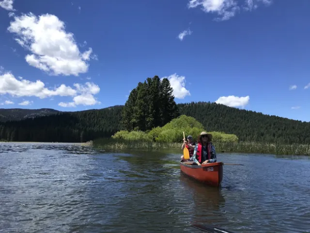 Mark Bell cools off with a canoe trip