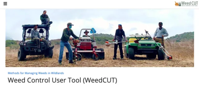 Santa Monica Mountains BAR team holding tools to manage invasive weeds using non-chemical approaches.