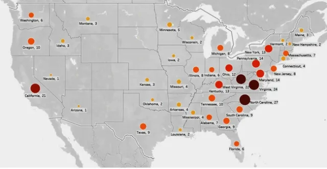 tree feling map showing fatalities