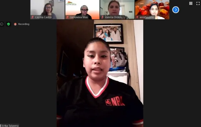 Parent leader Erika Talavera presents during school meals webinar