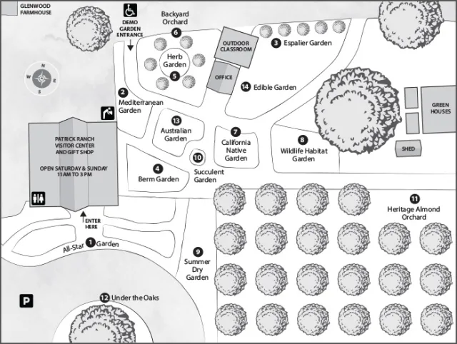 Map of the Demonstration Garden with descriptions of each garden.
