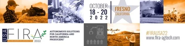 Collage of photos of tractor, drone and text. Autonomous solutions for California and North America Producers.