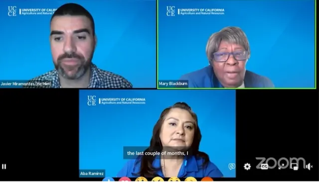 The three nutrition experts are visible on screen from the chest up.