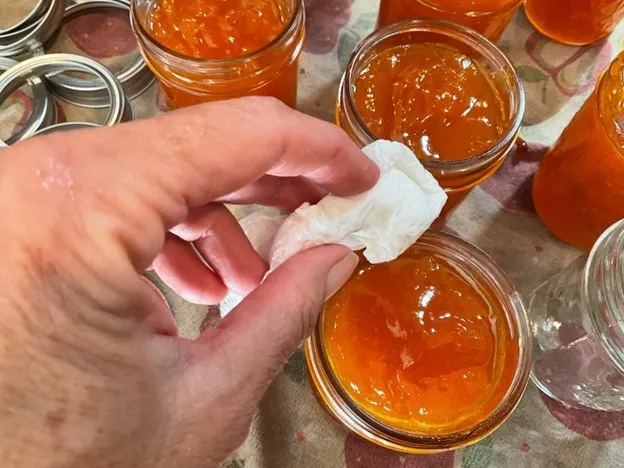 Wiping Rim Clean with Damp Paper Towel