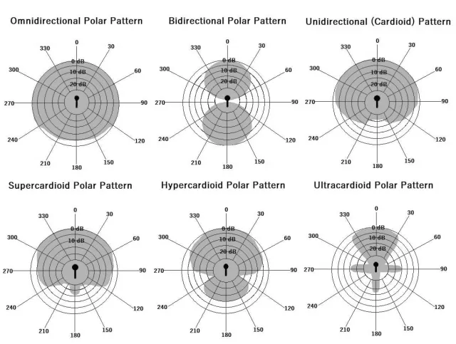 a chart of different microphone patterns