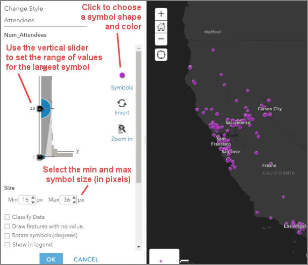Customize your map with the graduated size options