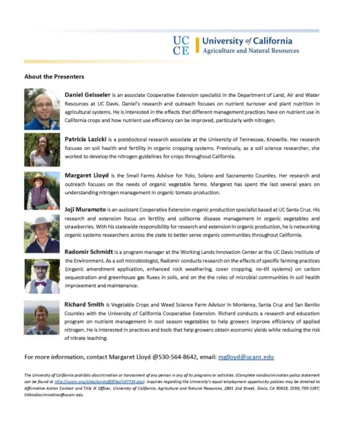 2022 N Workshop in Organics flier Page 2