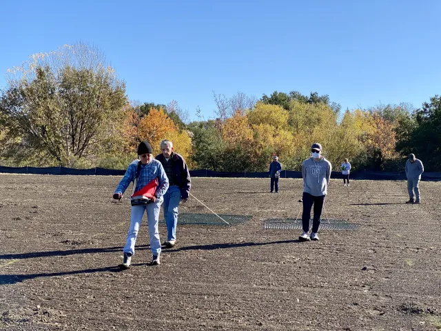 Our Master Gardener volunteers seeding and harrowing our garden site at the Pleasanton Community Farm. Photo by Terry Chang