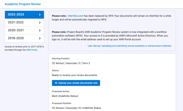 APR candidate dashboard