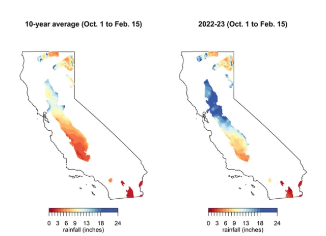 Figure 1. Seasonal precipitation (major grain growing regions, 10-01-2022 to 2-15-2023).