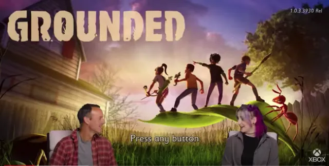 David Haviland and HelloIAmKate sit on stools with game graphics in background.