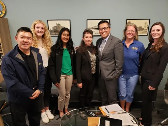 ANR Advocacy day in Sacramento. Team Megaro (L to R) Zheng Wang, Lara Schroeder, Magna Nayar, Deanne Meyer, Assemblyman Vince Fong, Susie Kocher and Anne Megaro.
