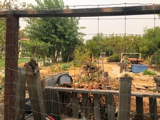 shot of newly acquired garden through fence with debris
