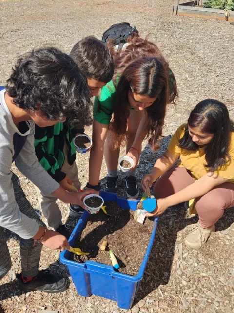 Children learning about composting at 4-H camp