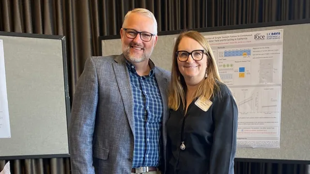 Hales met Gail Taylor, UC Davis Distinguished Professor, John B, Orr Professor of Environmental Plant Sciences and chair of the Department of Plant Sciences.