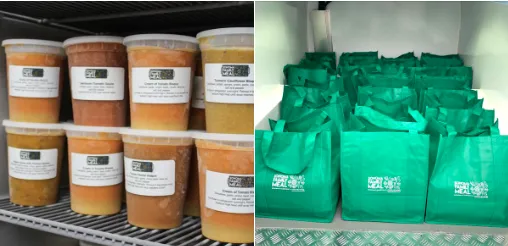 Durante las tormentas de enero, Sonoma Family Meal entregó sopa y docenas de comidas a la comunidad de Russian River para que los residentes pudieran tener comida preparada a la mano, si el río rebasaba su rivera e inundaba el área.