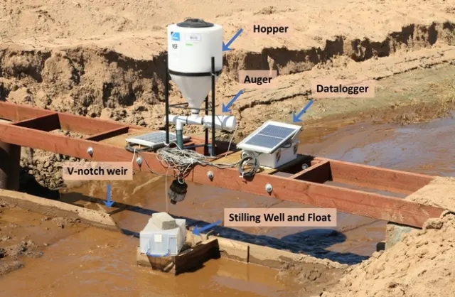 Figure 2. Applicator for dosing granular PAM into drainage ditches.