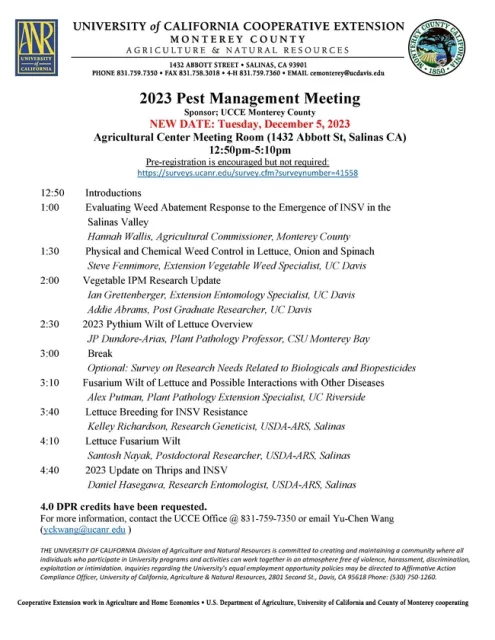 2023 Pest Management Meeting DEC5