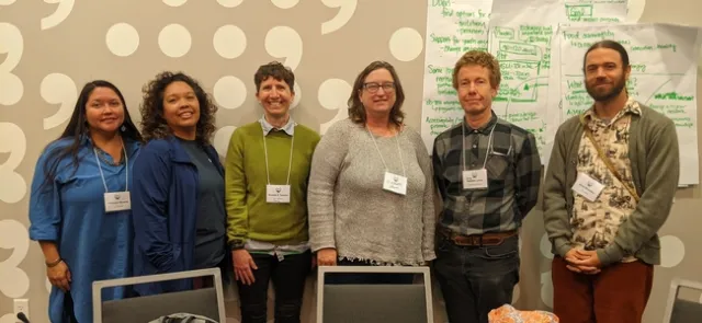 Left to right: Phenocia Bauerle (UC Berkeley), Michelle Villegas-Frazier (UC Davis), Rosalie Fanshel (UC Berkeley), Elizabeth Moon (UC ANR), Andy Lyons (UC ANR), Kase Wheatley (UC Davis)