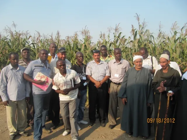Men from a number of African nations gather for a photo