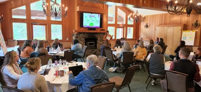 Meeting room of attendees at the Granlibakken in Tahoe City.
