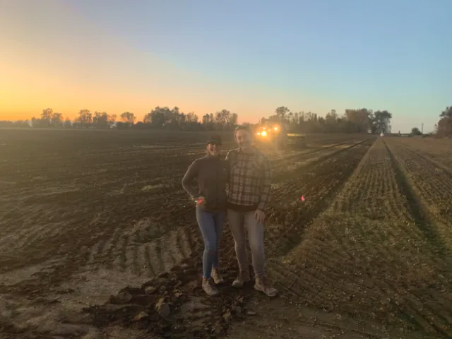 Liz Harper and Sarah Light after planting cover crop demonstration plots