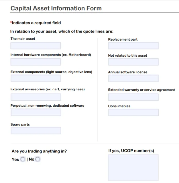 capital asset form
